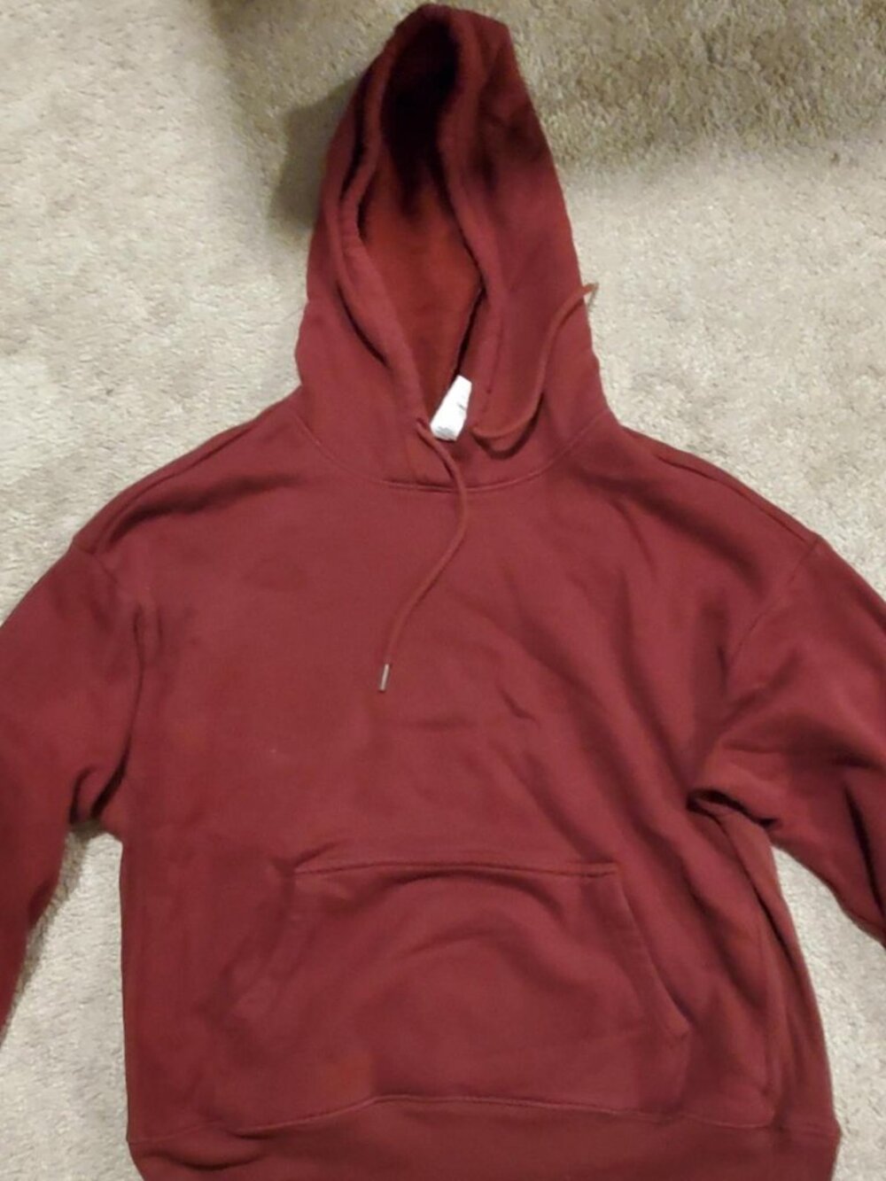 Cozy Maroon Burgundy Fleece Pullover Hoodie with Pocket